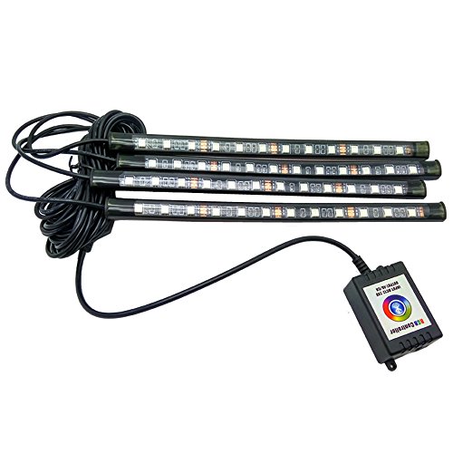 Wiipro Car Interior Underdash LED Lighting Kit - 4PCS RGB Atmosphere Floor Lights Strip with Cellphone App Bluetooth Control Music Mode for Jeep SUV Trucks Dodge Ford Harley - Thumbnail 2