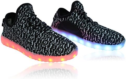 LED Shoes Mens Womens USB Charging Light Up Shoes (Black White, 13)