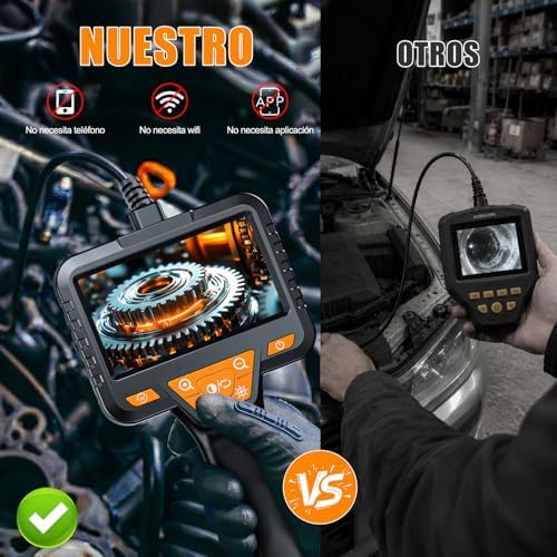 Endoscopio Cámara de Inspección, SKYBASIC Cámara Endoscópica 4.3'' Pantalla IPS HD Cámara Endoscopio IP67 Impermeable con 8 Luces LED, Endoscopio de Cámara de Drenaje de Mano Cable Semi-Rígido-5M