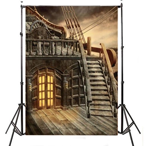 DODOING 5x7ft Retro Pirate Ship Photography Backdrop Studio Prop Photo Background 1.5×2.1m