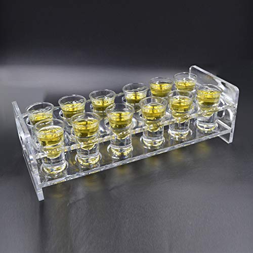 D&Z 12 Set Shot Glass with Acrylic Transparent Holder,include 12 Thick Base Crystal Clear Liquor Cup for Barware Whisky Brandy Vodka Rum and Tequila Shot Set,0.75oz - Thumbnail 6