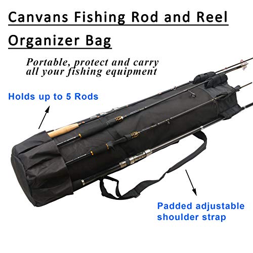 JSHANMEI Angelrutentasche Angelrutenhalter Tragetasche Angelzubehör Hält 5 Stangen Reisekoffer Tasche Wasserdicht… – Bild 3