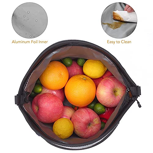 Neoprene Lunch Bag, Ruboka Lunch Tote Insulated Lunch Bag, Large Lunch Tote Bags Reusable Lunch Box With Adjustable Detachable Shoulder Straps For Outdoor/School/Picnic/Work 13.5”x 13.5”x 6.5”,Grey