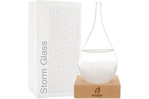 F FOXKEY Storm Glass Weather Predictor, Glass Sphere with Wood Base, Christmas Decoration Snow Globe, Storm Glass Weather Forecast Weather Station (S)