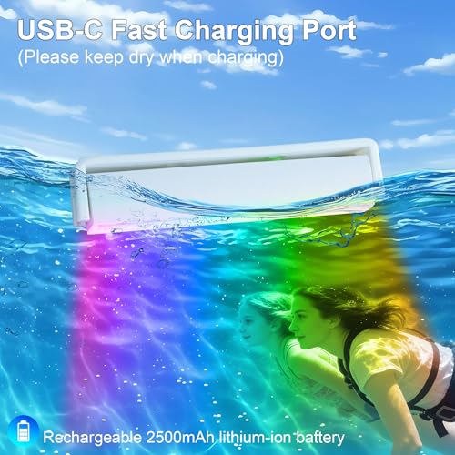 LED Underwater Pool Light Wireless Rechargeable Submersible Lamp with Remote Control, 8 Lighting Modes, IP68 Waterproof Pool Off Ground, Ponds and Parties (2)