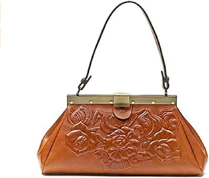 Patricia Nash Ferrara Tooled Roses Leather Frame Satchel Handbag Handbags