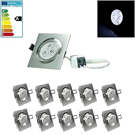 3,5 W Power LED Einbaustrahler Einbau Spot 320 Lumen Silber Einbauleuchte 230V