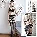 TOMORI Womens Sexy Cosplay Lingerie Set Ruffle Baby Doll Teddy Outfit Bra an Pantie Nightie with Choker (Black) Medium