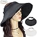 Beautyer 2 Pack Women's Wide Brim Roll Up Floppy Beach Straw Sun Hat Visor Cap (Black & White)