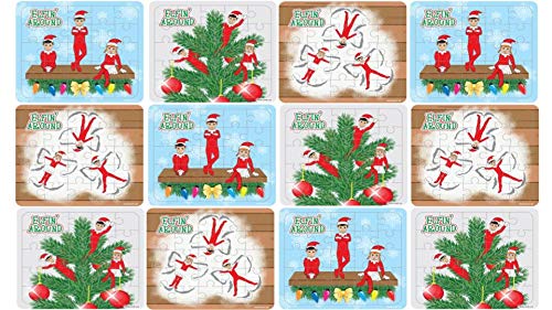 Henbrandt 12x Children’s Mini Elfin Around Christmas Jigsaw Puzzles 25-Piece Mini Jigsaws for Kids Toys Xmas Stocking Fillers Christmas Eve Box for Boys and Girls