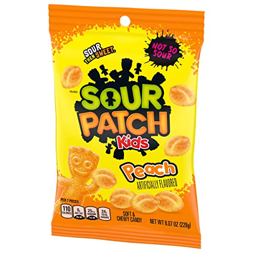 SOUR PATCH KIDS PEACH SOFT & CHEWY CANDY, 8.07 OZ