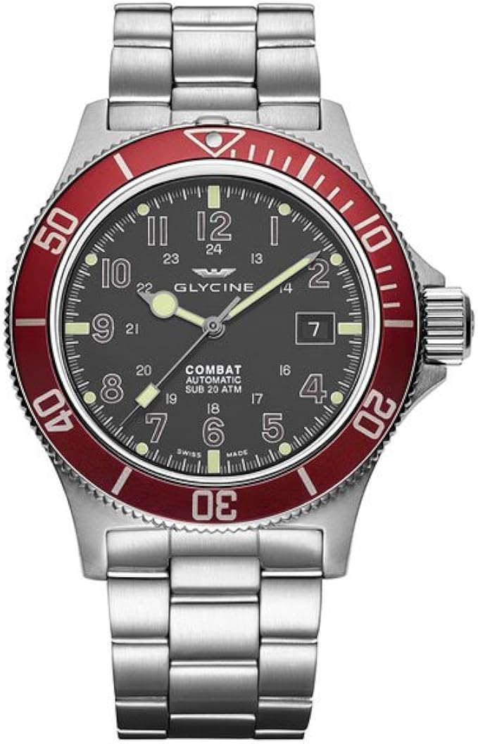 glycine combat stainless steel case men's automatic watch