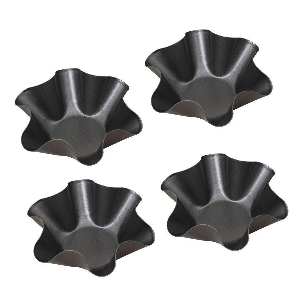 Tree2018 4pcs/Set Non Stick Taco Tortilla Pan Bowl Salad Shell Mold Home Baking Shell Bowl Baking Mold Black