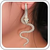 ANGLEQUEEN Goth Snake Earrings for Women Punk Flat Back Snake Stud Earrings Trendy Medusa Dangle Drop Earring Charm Emo Witch Earring Halloween Prom Jewelry Medusa Accessories