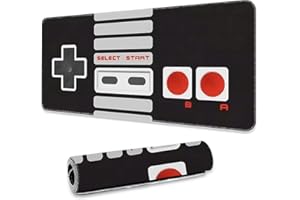 Gaming Mouse Pad, 70x30 cm, Retro Game Controller Design, Non-Slip Rubber Base, Stitched Edges, Extended Desk Mat