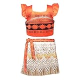 Tacobear Moana Costume Girls Adventure Outfit Halloween Cosplay Party Princess Dress up for Little Girls