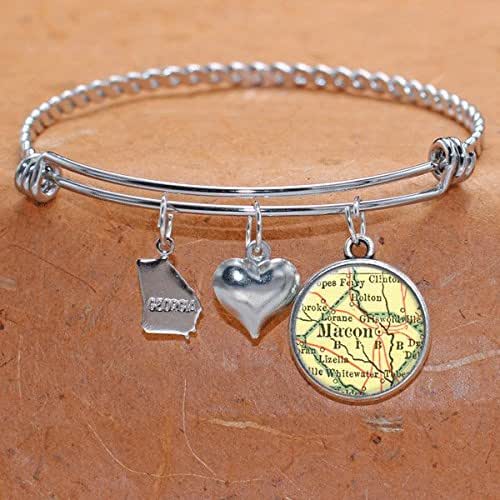 Map Charm Bracelet Macon GA State of