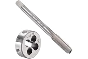Saipe 2pcs 5/16"-18 UNC Tap and Die Set, High Speed Steel & Alloy Steel, Straight Flute & Round Thread Die, Right Hand, Screw Tapping Tool
