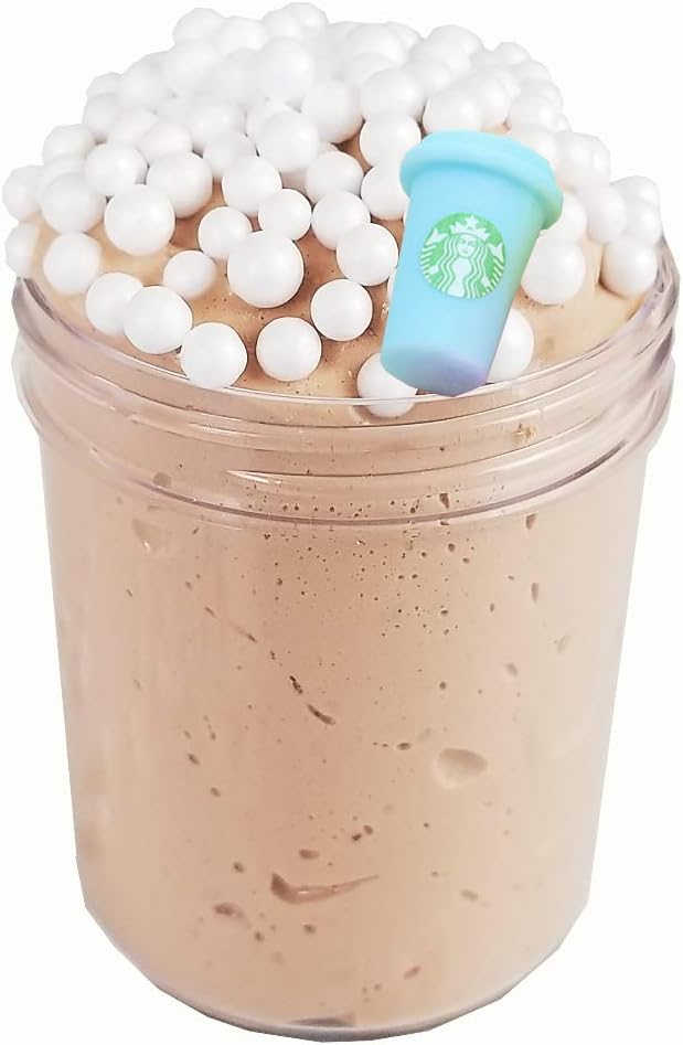 Mocha Frapp Scented Slime 4 oz Thick Butter Slime Handmade w/Foam Beads & Activator Package Stress Relief Party Favor