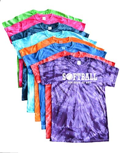 Softball Tie Dye T-Shirt - Play Tough, Get Dirty White Logo (Adult and Youth Sizes)