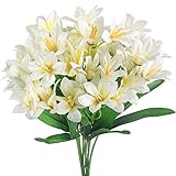 GTidea 2pcs Artificial Silk Mini lily Faux Flowers Bouquet Arrangements Home Kitchen Weeding Party Table Decor White