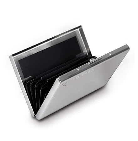 Card Genie - Kreditkarten-Etui aus Edelstahl mit RFID und NFC Schutz gegen Datendiebstahl Kartenhalter für 6 Karten - Slim-Wa