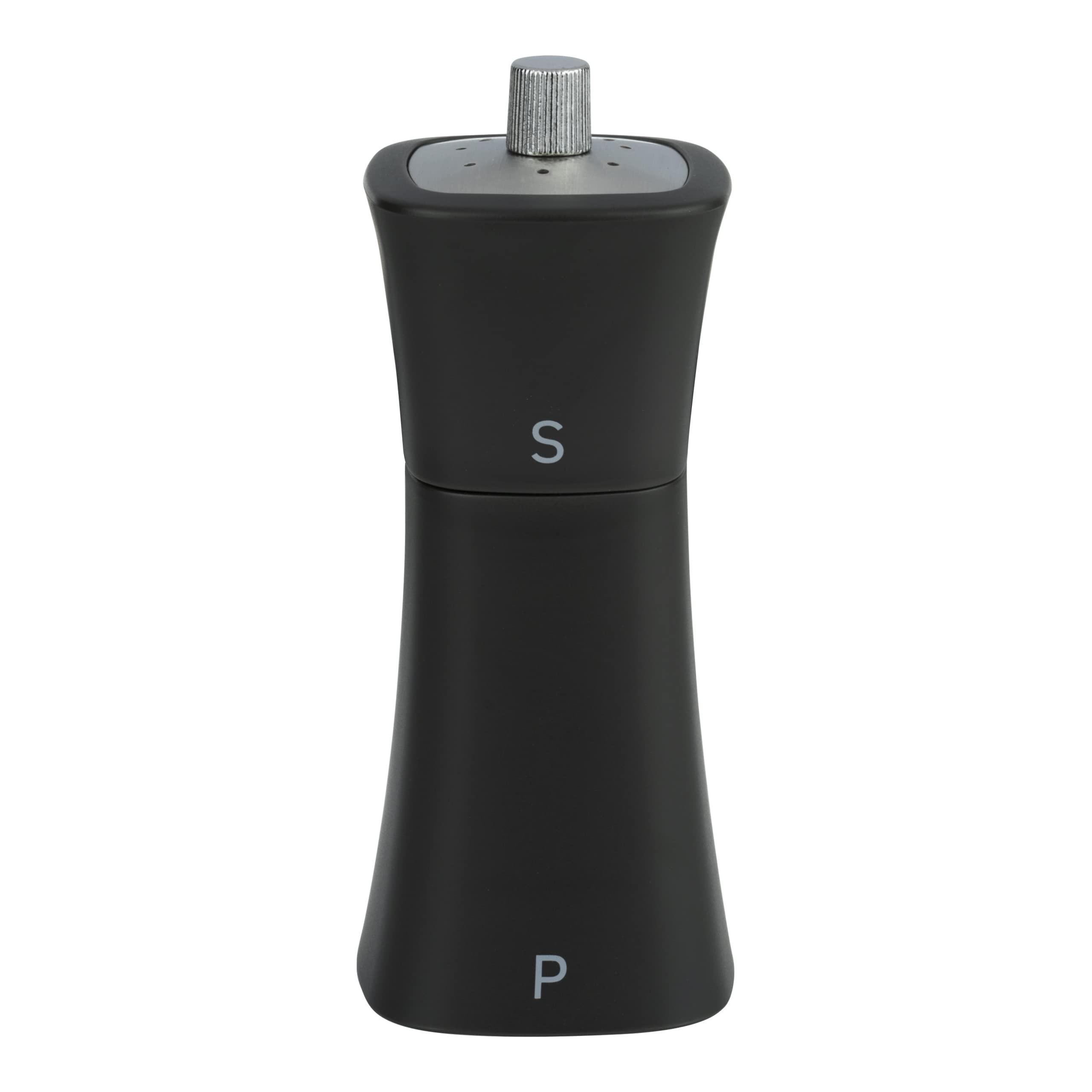 Grunwerg SP-9174BK 2-in-1 Salt Shaker and Pepper Mill, Plastic, Matt Black