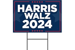 JAM PAPER Harris Walz 2024 Yard Sign - Harris Walz for President 2024 Lawn Sign - Blue Stars - 18" x 24" Double Sided Corrugated Plastic - Includes H Stake - 1 Road Sign