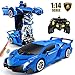 Jeestam RC Cars Robot for Kids Remote Control Transformrobot Car Toys with Gesture Sensing One-Button Deformation Auto Demo, 1:14 Scale 360° Rotation Light Music, Best Gift for Boys Girls (Blue)