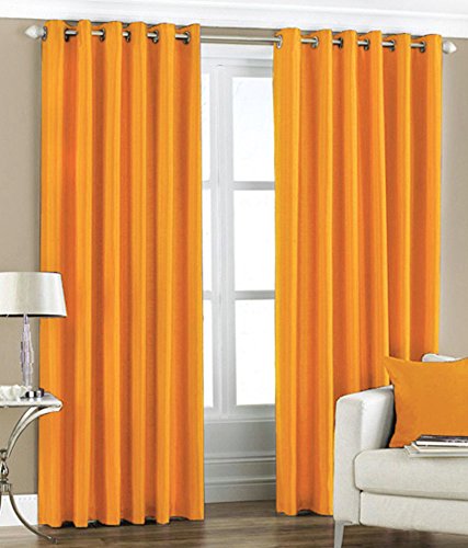 Bright Orange Pair Of Eyelet Taffeta Curtains 55 X 90 Drop Buy