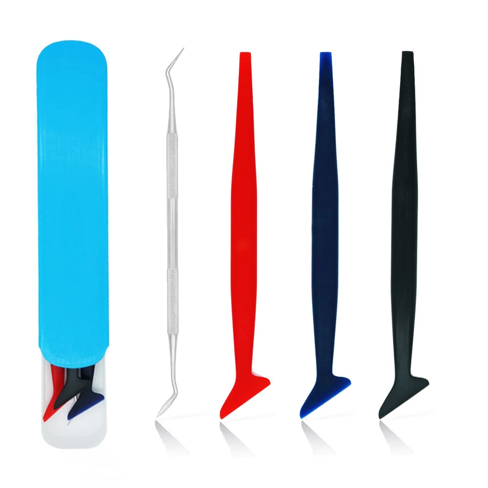 Ewrap Flexible Vinyl Wrap Install Tool Kit Window Film Tint Tools Micro Squeegee with Different Hardness Fit for Corners as Installing Car Wrap, Stickers,Wallpaper, Graphic-4 in 1 Kit