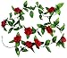 Leegoal Artificial Rose Silk Flower Green Leaf Vine Garland Home Wall Party Decor Wedding Decal (Red)
