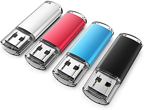 Keathy 4 Pack 32GB USB 2.0 Flash Drive Memory Stick Thumb Drives Pen Drive Zip Drives 4 Color (Black Blue Red Silver)