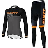 Koogycco Women's Cycling Jersey Set Long Sleeve Bike Shirt Bicycle Clothing Cycling Pants with Gel Padded