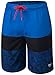 TSLA Men's 11 Inches Swimtrunks Quick Dry Water Beach, Color Block(msb02) - Tropical Blue & Black, Large