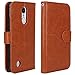 LG Aristo Case, LG Phoenix 3 Case, LG K8 2017 Case, LG Fortune Case, LK Luxury PU Leather Wallet Flip Protective Case Cover with Card Slots and Stand (Brown)