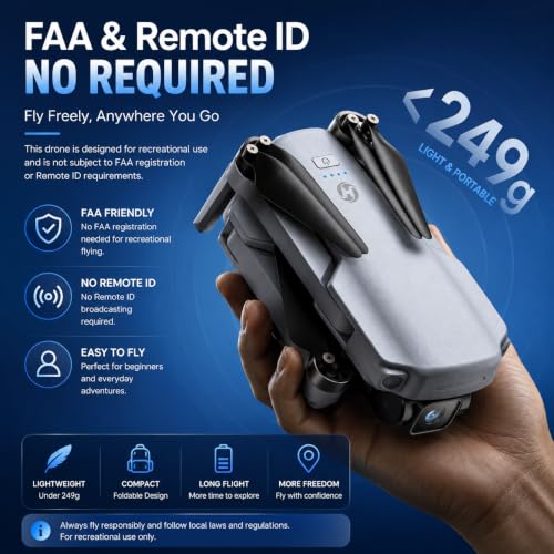 Holy Stone HS360D 4K UHD Camera Drone for Adults, Under 249g Foldable FPV RC Quadcopter with 80 Min Flight Time and 20,000 ft Long Range