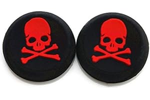 Silicone Thumb Stick Grip Cap Joystick Thumbsticks Caps Cover for PS4 Xbox One PS3 Xbox 360 PS2 Game Controllers - Red Skull