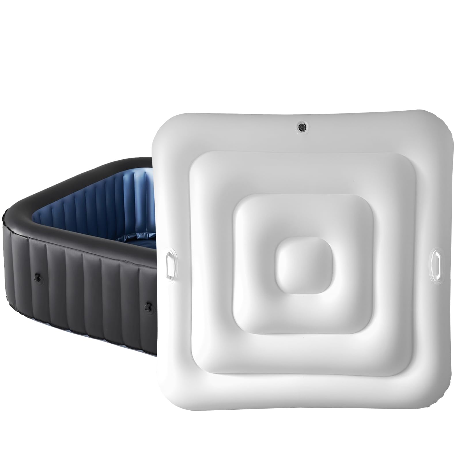 Photo 1 of 4.2Ft Inflatable Hot Tub Cover,Energy Saving Lid for Square Hot Tub,Outdoor Inflatable Hot Tub,Foldable Protective Rain Overflow Cover for Inflatable Outdoor Hot Tubs