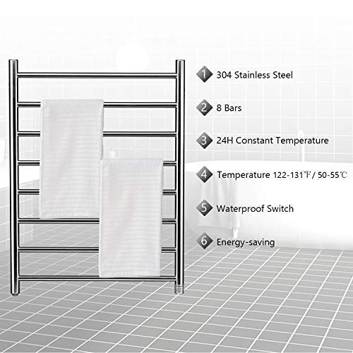 Homeleader Stainless Steel Towel Warmer, 8 Bars Heated Towel Rack and