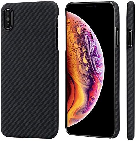 Globus Geschaft Black Carbon Fiber iPhone X, XS Ultra Thin Case/Lightweight/Textured Anti-Slip/Scratch Resistant/Slim Peel Type Removable Cover/Supports Wireless Charging