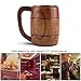 Huhushop Yosoo 350mL Wooden Beer Mugs,Handmade Retro Brown Drinkware with Handle for Wine/Coffee/Tea Gift Drinking Cup for Men/Women