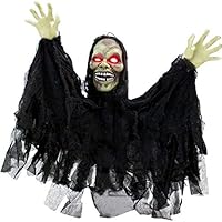 Haunted Hill Farm 24-in. Pop-Up Animatronic Ghoul | Indoor/Outdoor Halloween Decoration | Flashing Red Eyes, Poseable, Battery-Operated | HHFJMAN-1LSA, Multi Haunted Hill Farm 24-in. Pop-Up Animatronic Ghoul | Indoor/Outdoor Halloween Decoration | Flashing Red Eyes, Poseable, Battery-Operated | HHFJMAN-1LSA, Multi