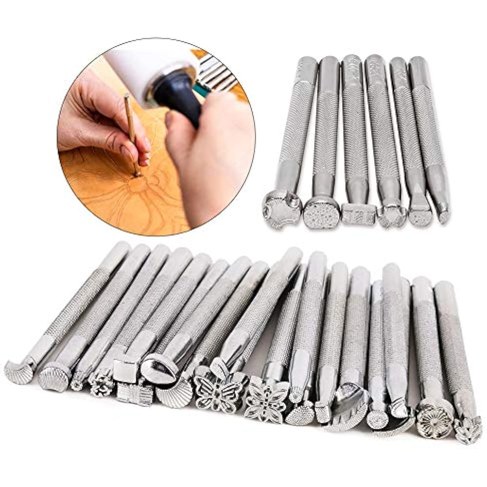 26 Pcs Different Shape Leather Stamping Tools Set Saddle Making Carving Punch eBay