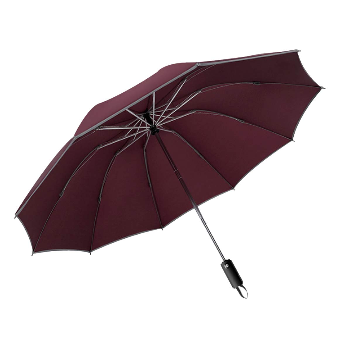 10 Ribs Inverted Folding Umbrella Windproof Travel Portable Reverse Umbrella with Reflective Stripe Auto Open and Close for Women Men Travel Outdoor (Red)