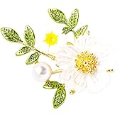 Crystal Rhinestone Pearl Flower Brooch, Vintage Elegant Flower Brooch, Pearl Pin, Women's Badge for Coats Lapels Clothing Classic Wedding Fashion Jewelry Accessory a Gift for Ladies and Girls
