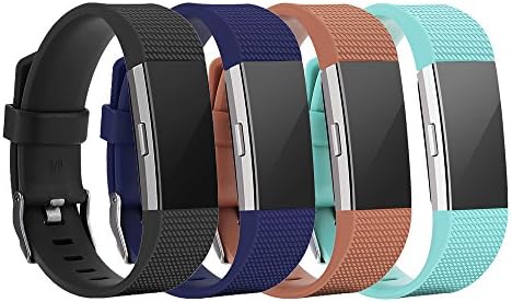 Fitbit Charge 2 Bands Replacement with Metal Clasp (4 Pack Large) Comfortable and Flexible Silicone Wristband Huadea