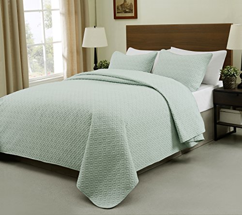 Cozy Beddings Allyson 3Pc Quilted Bedspread Light Weight And Oversized Coverlet Fullqueen Green