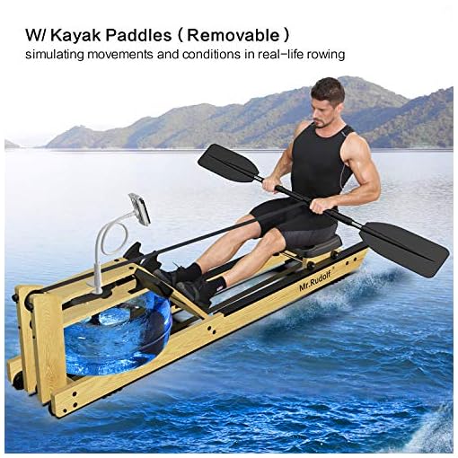 MrRudolfOakWoodWaterRowingMachinewithMonitorWBonusRowing