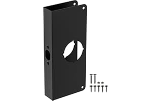 PALPITATEC Black U 9585 Stainless Steel Lock and Door Reinforcement Plate for 1-3/8 in Thick Doors, Stainless Steel Finish for Reinforcing and Repairing Doors - 1 Pack